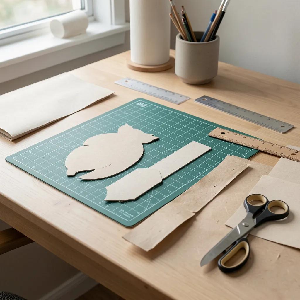 Colorful paper sheets and cutting tools displayed together