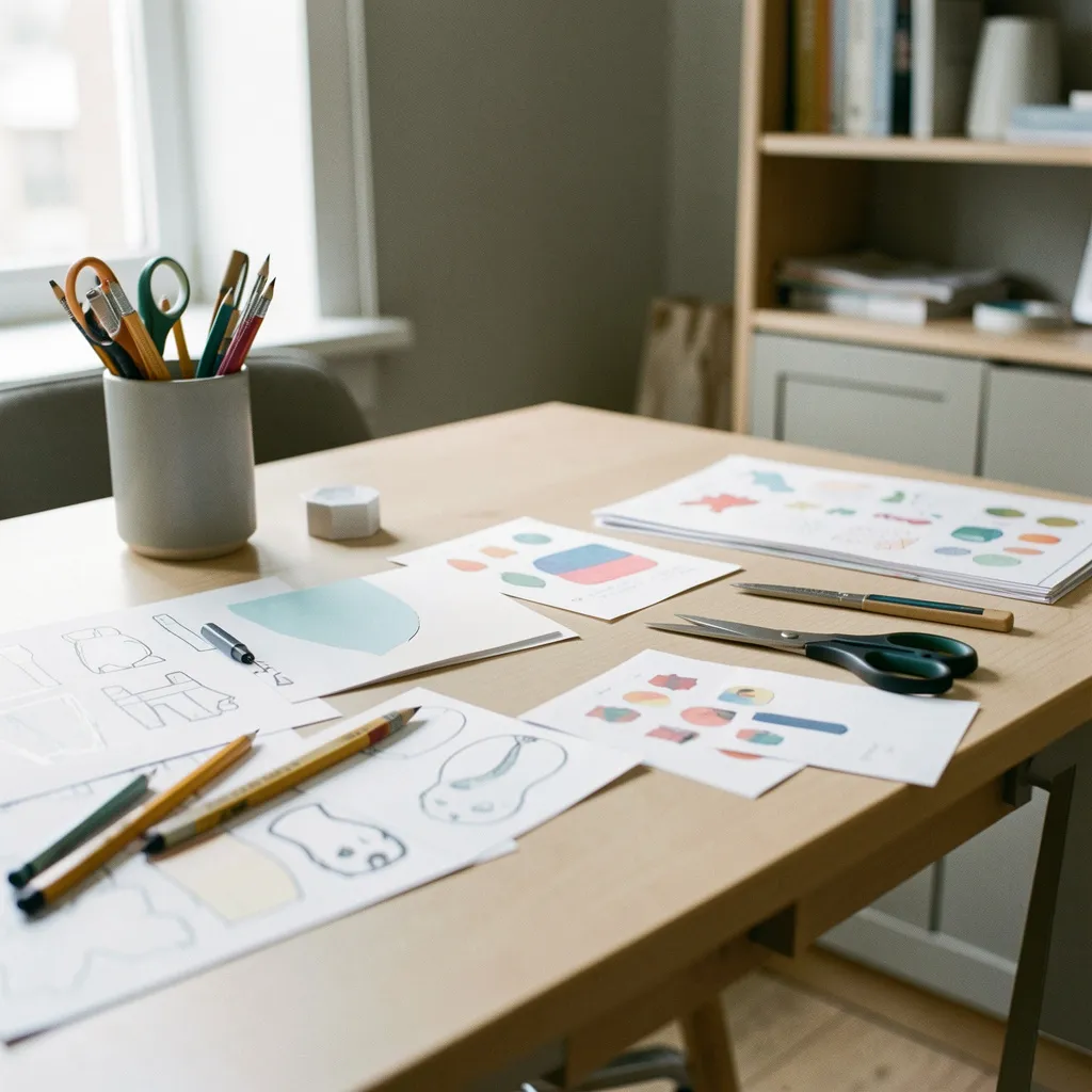 Paper sculpture with geometric shapes